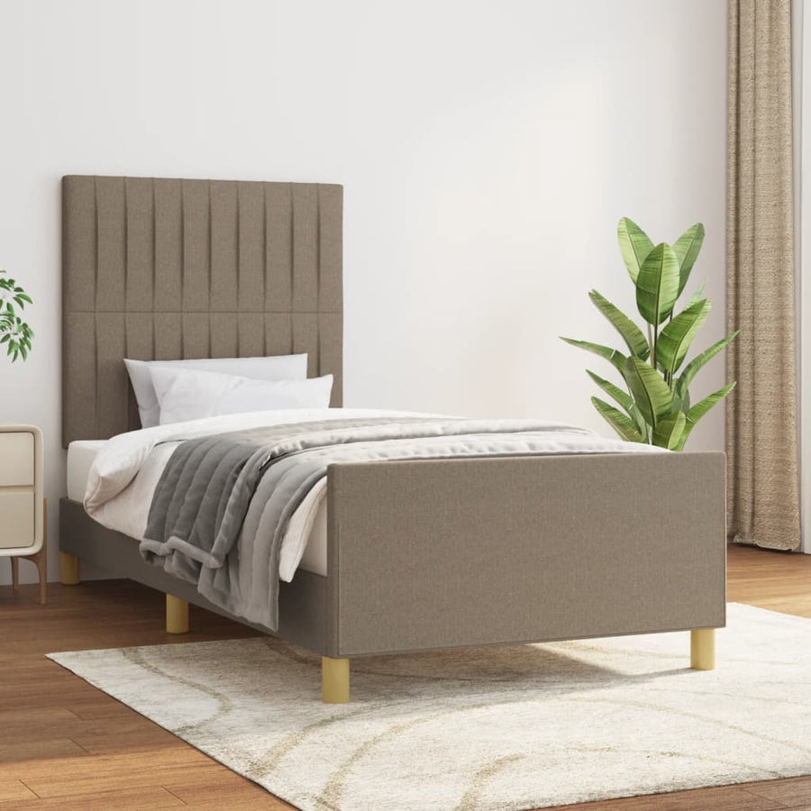 Bedframe met hoofdeinde stof taupe 90x200 cm 90 x 200 cm Taupe