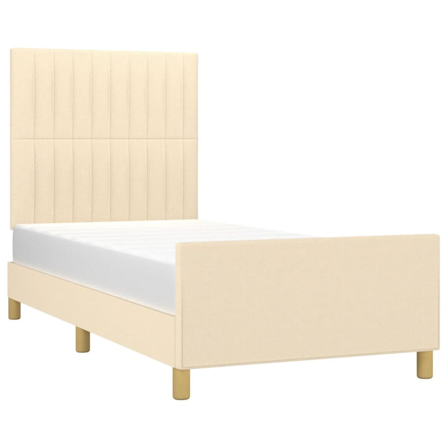 Bedframe Met Hoofdeinde Stof Kleurig Crème 90 x 200 cm Verticale strepen