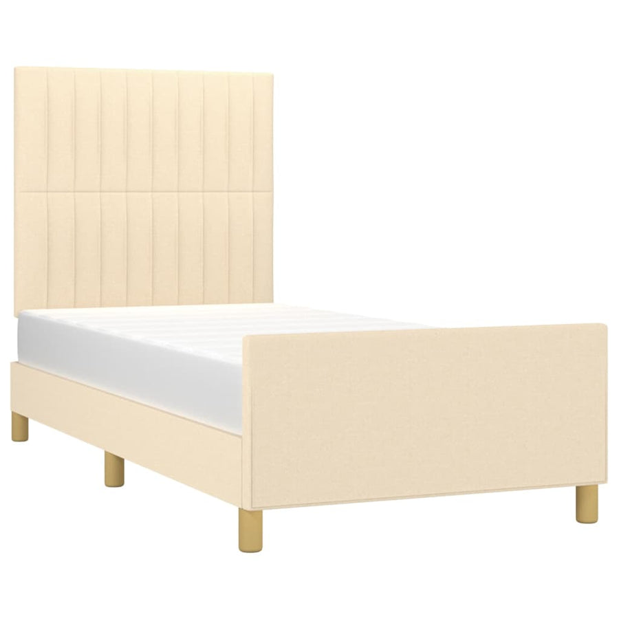 Bedframe Met Hoofdeinde Stof Kleurig Crème 100 x 200 cm Verticale strepen