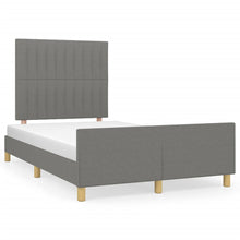 Bedframe Met Hoofdeinde Stof Donkergrijs 120 x 200 cm Verticale strepen