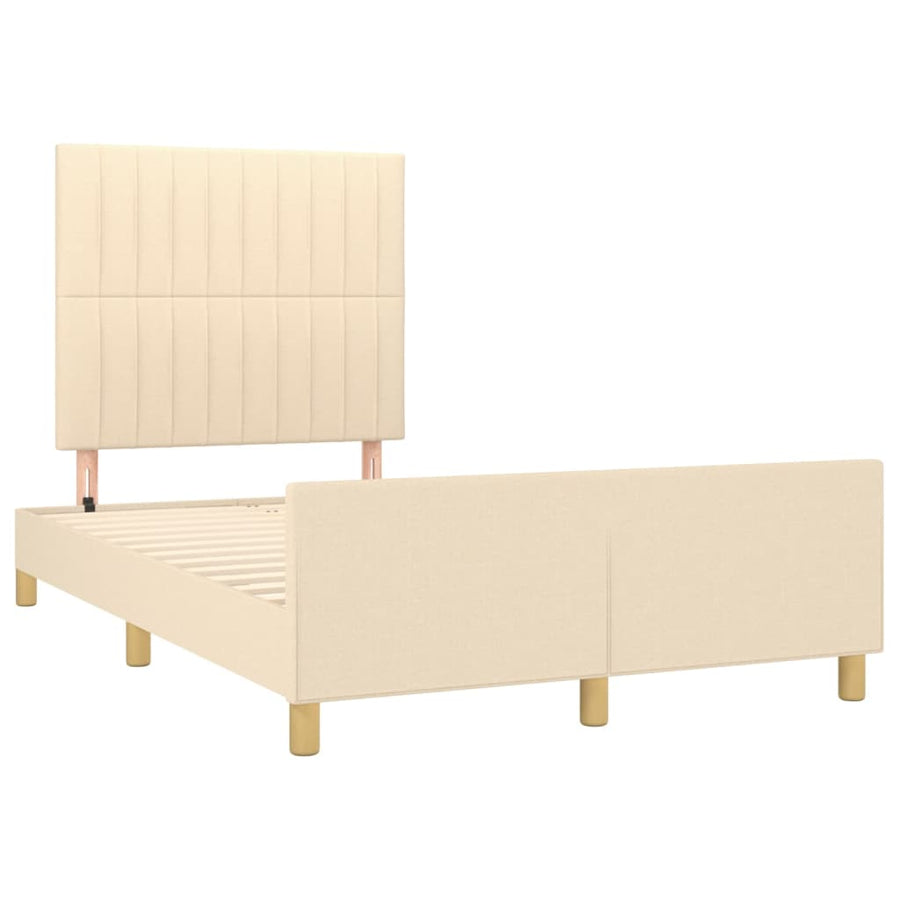 Bedframe Met Hoofdeinde Stof Crèmekleurig 120X200 Cm Crème 120 x 200 cm Verticale strepen