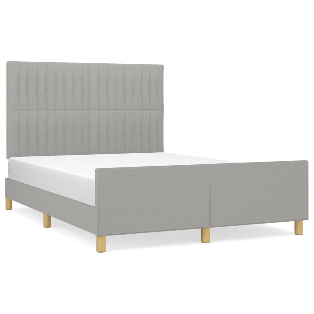Bedframe Met Hoofdeinde Stof Lichtgrijs 140 x 190 cm Verticale strepen