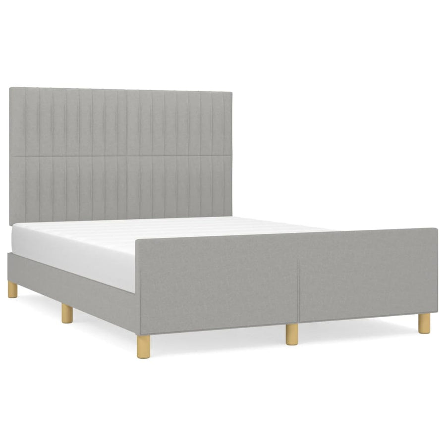 Bedframe Met Hoofdeinde Stof Lichtgrijs 140 x 190 cm Verticale strepen