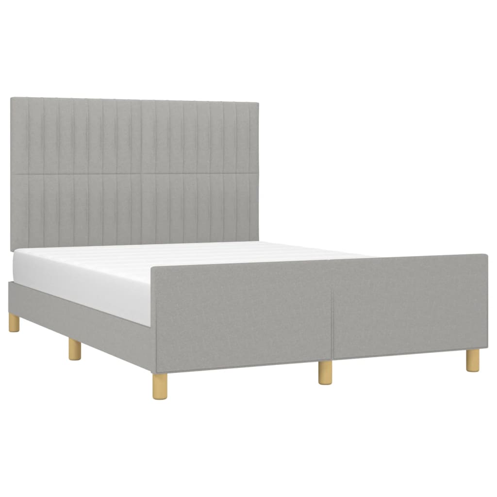 Bedframe Met Hoofdeinde Stof Lichtgrijs 140 x 190 cm Verticale strepen