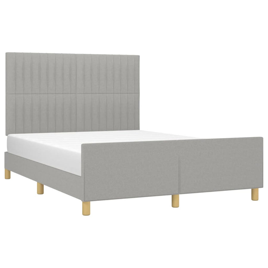 Bedframe Met Hoofdeinde Stof Lichtgrijs 140 x 190 cm Verticale strepen