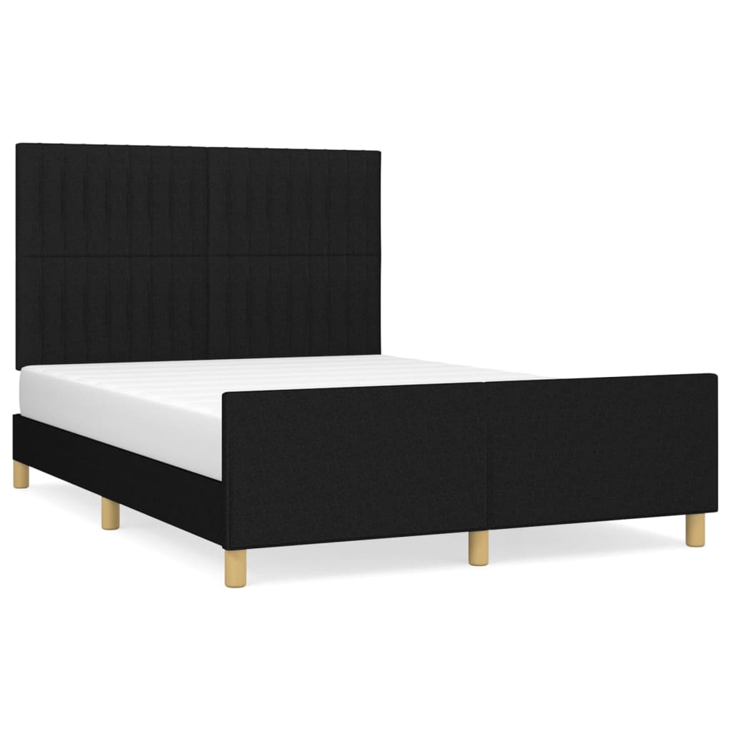 Bedframe Met Hoofdeinde Stof Zwart 140 x 190 cm Verticale strepen