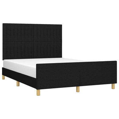 Bedframe Met Hoofdeinde Stof Zwart 140 x 190 cm Verticale strepen