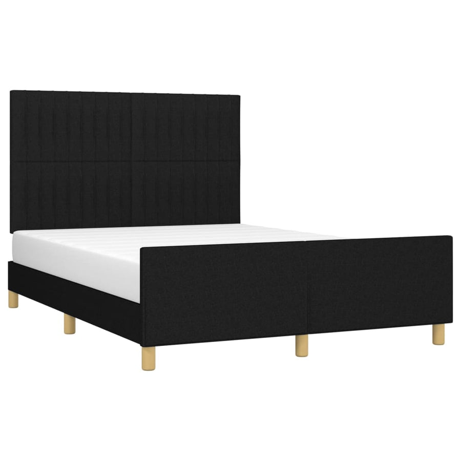 Bedframe Met Hoofdeinde Stof Zwart 140 x 190 cm Verticale strepen