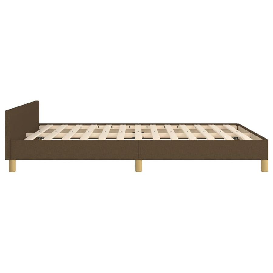 Bedframe Met Hoofdeinde Stof Donkerblauw Donkerbruin 140 x 190 cm Verticale strepen
