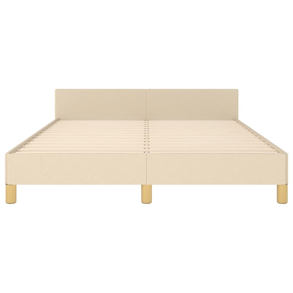 Bedframe Met Hoofdeinde Stof Kleurig Crème 140 x 190 cm Verticale strepen