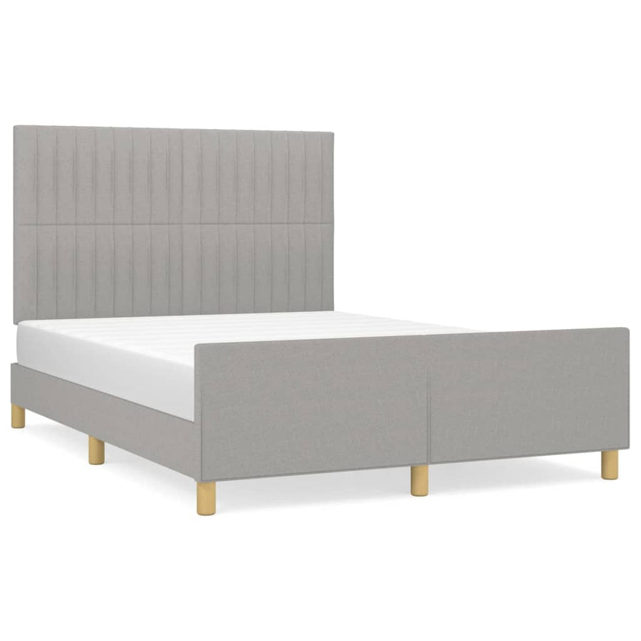 Bedframe Met Hoofdeinde Stof Lichtgrijs 140 x 200 cm Verticale strepen