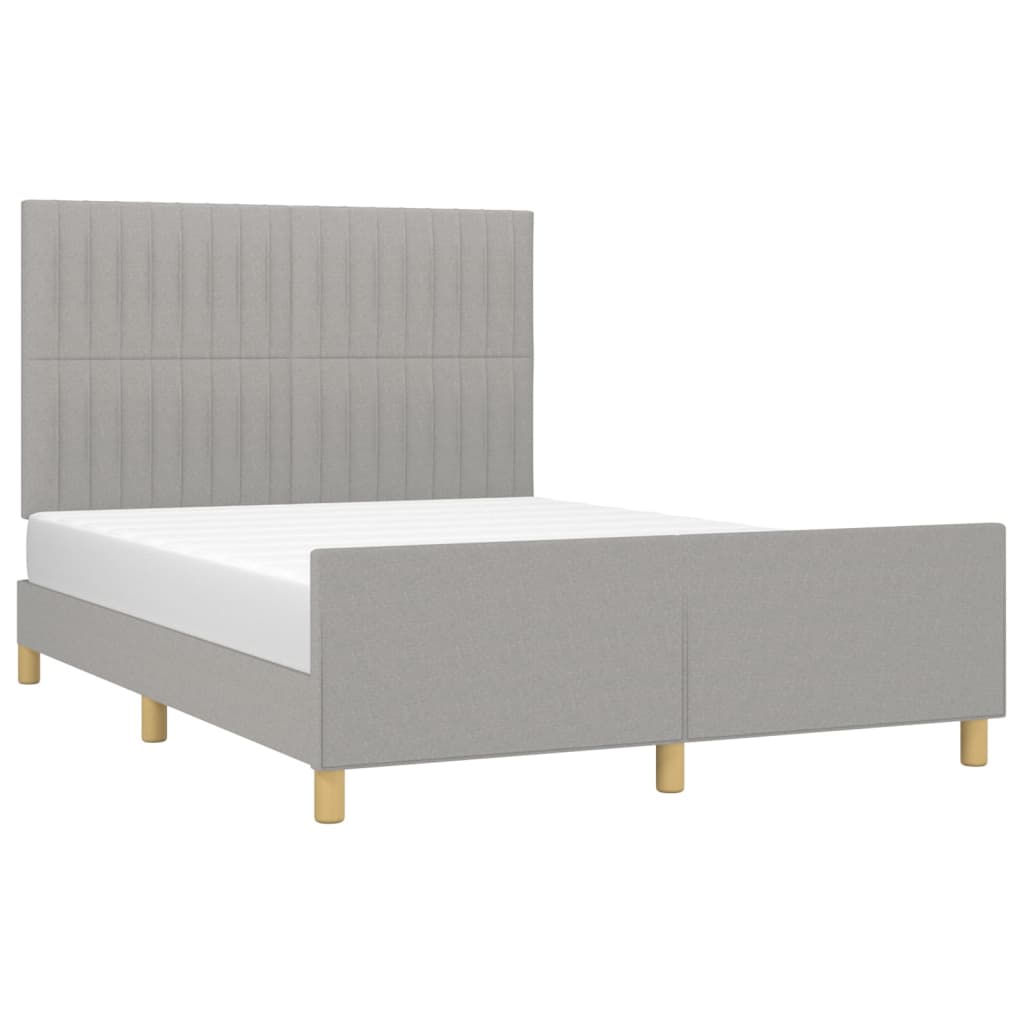 Bedframe Met Hoofdeinde Stof Lichtgrijs 140 x 200 cm Verticale strepen