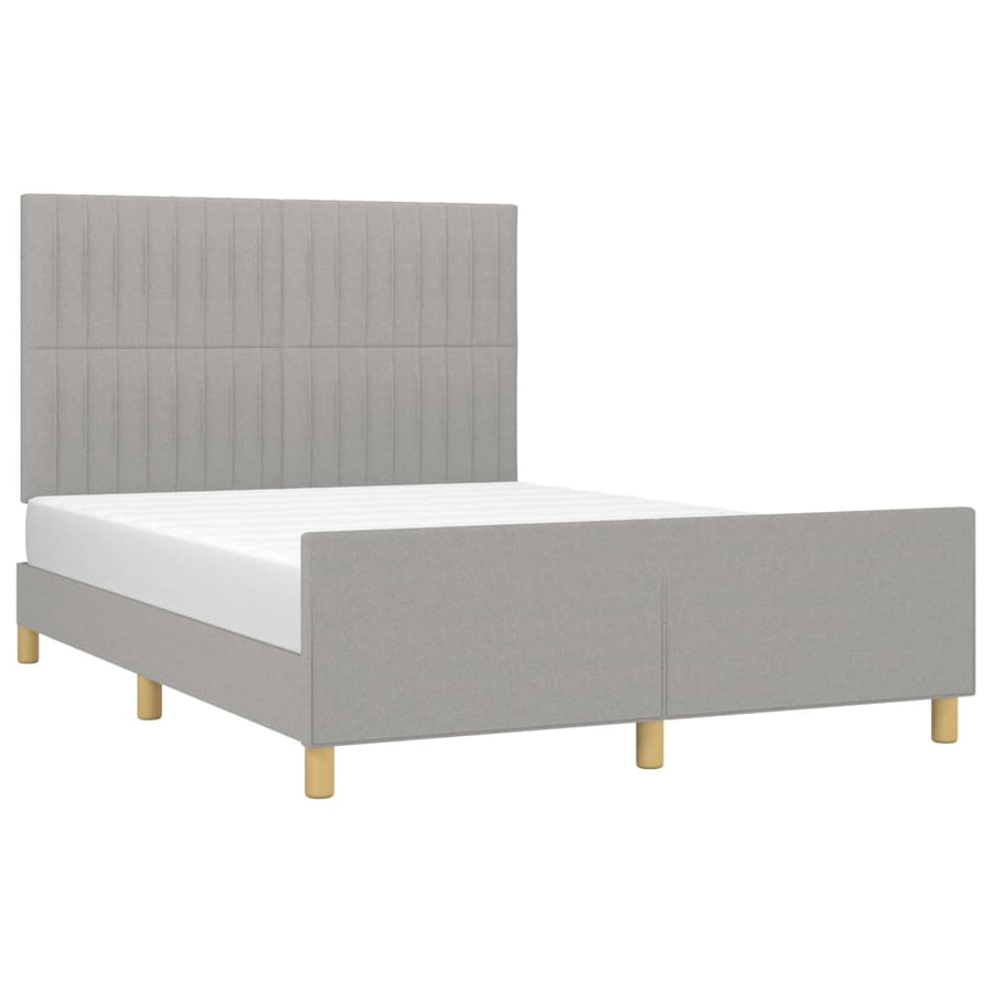 Bedframe Met Hoofdeinde Stof Lichtgrijs 140 x 200 cm Verticale strepen
