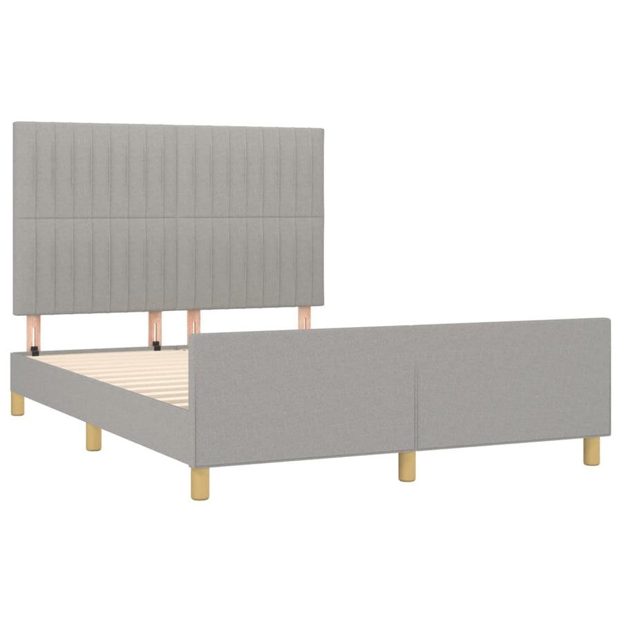 Bedframe Met Hoofdeinde Stof Lichtgrijs 140 x 200 cm Verticale strepen