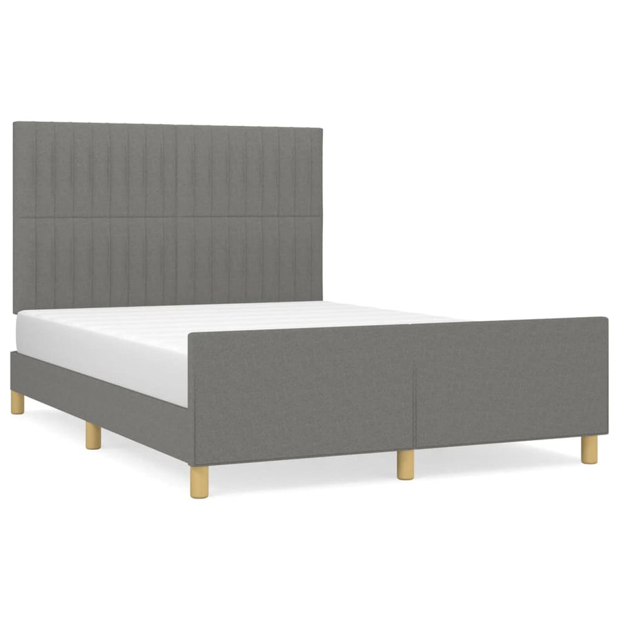 Bedframe Met Hoofdeinde Stof Donkergrijs 140 x 200 cm Verticale strepen
