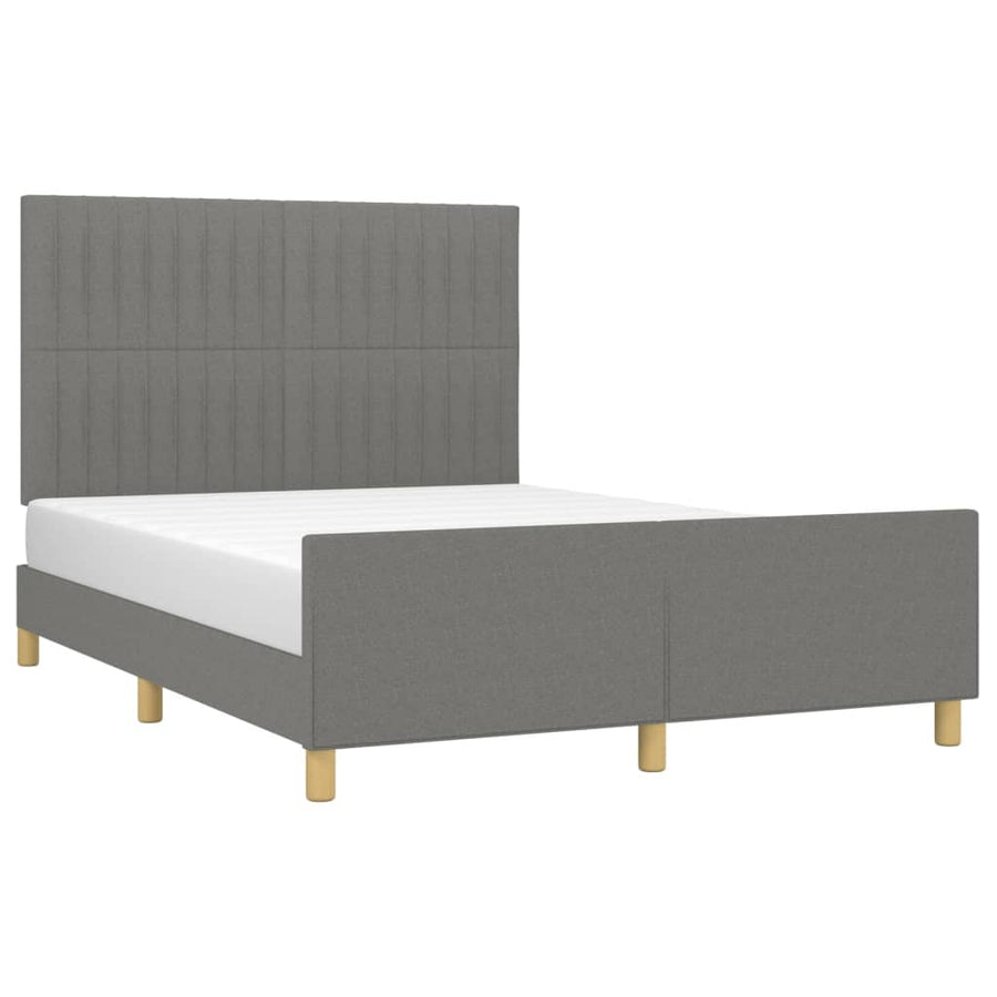 Bedframe Met Hoofdeinde Stof Donkergrijs 140 x 200 cm Verticale strepen