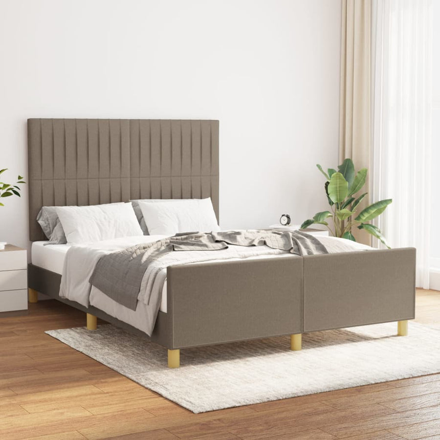 Bedframe Met Hoofdeinde Stof Taupe 140 x 200 cm Verticale strepen