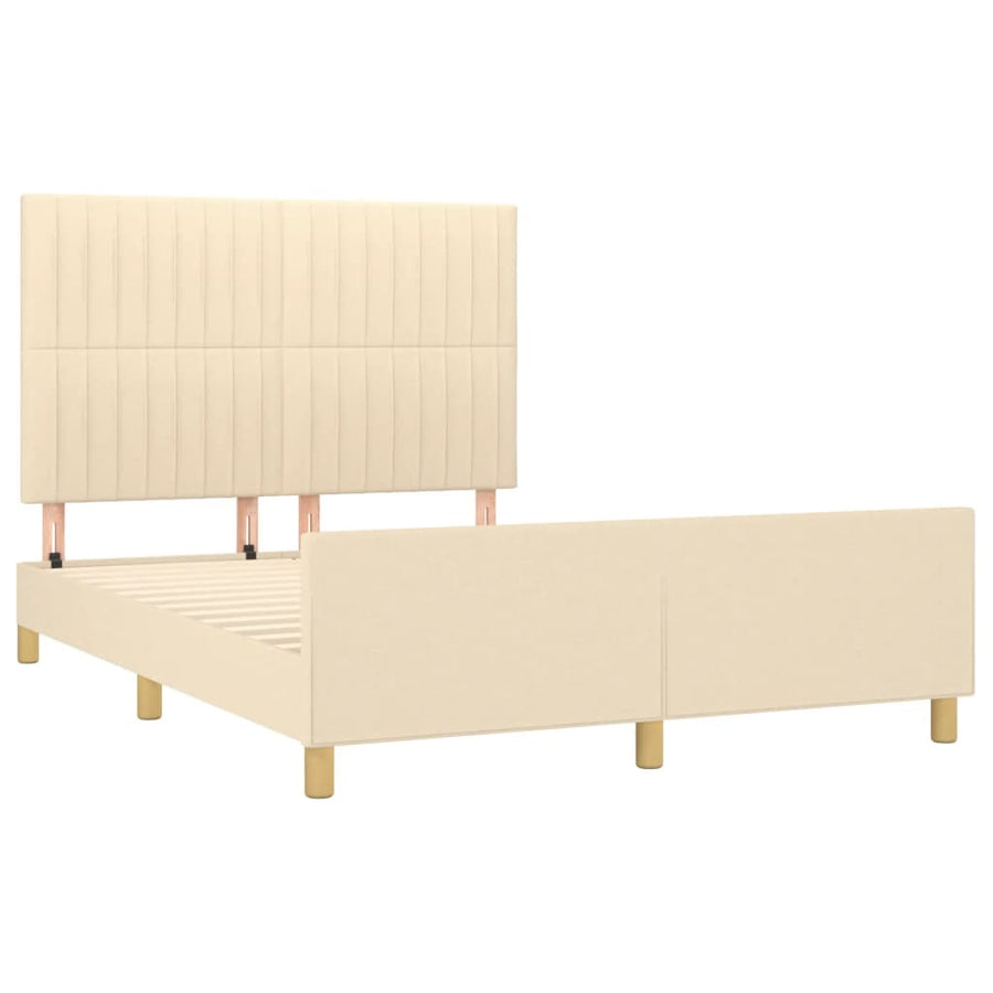 Bedframe Met Hoofdeinde Stof Kleurig Crème 140 x 200 cm Verticale strepen