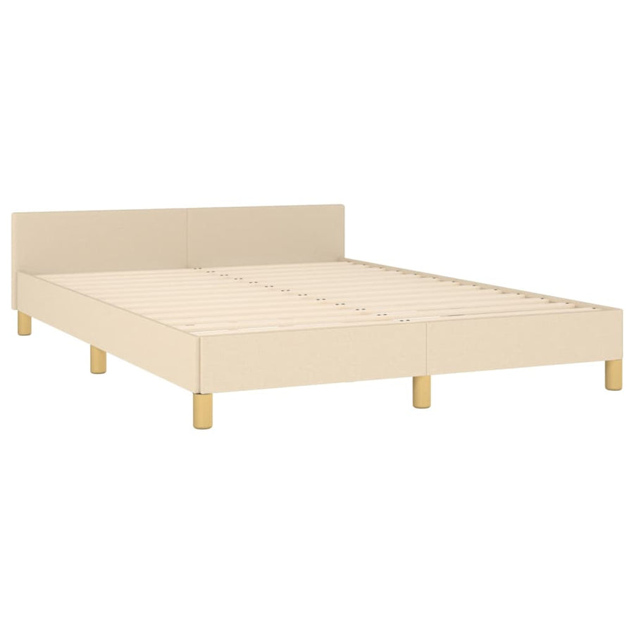 Bedframe Met Hoofdeinde Stof Kleurig Crème 140 x 200 cm Verticale strepen