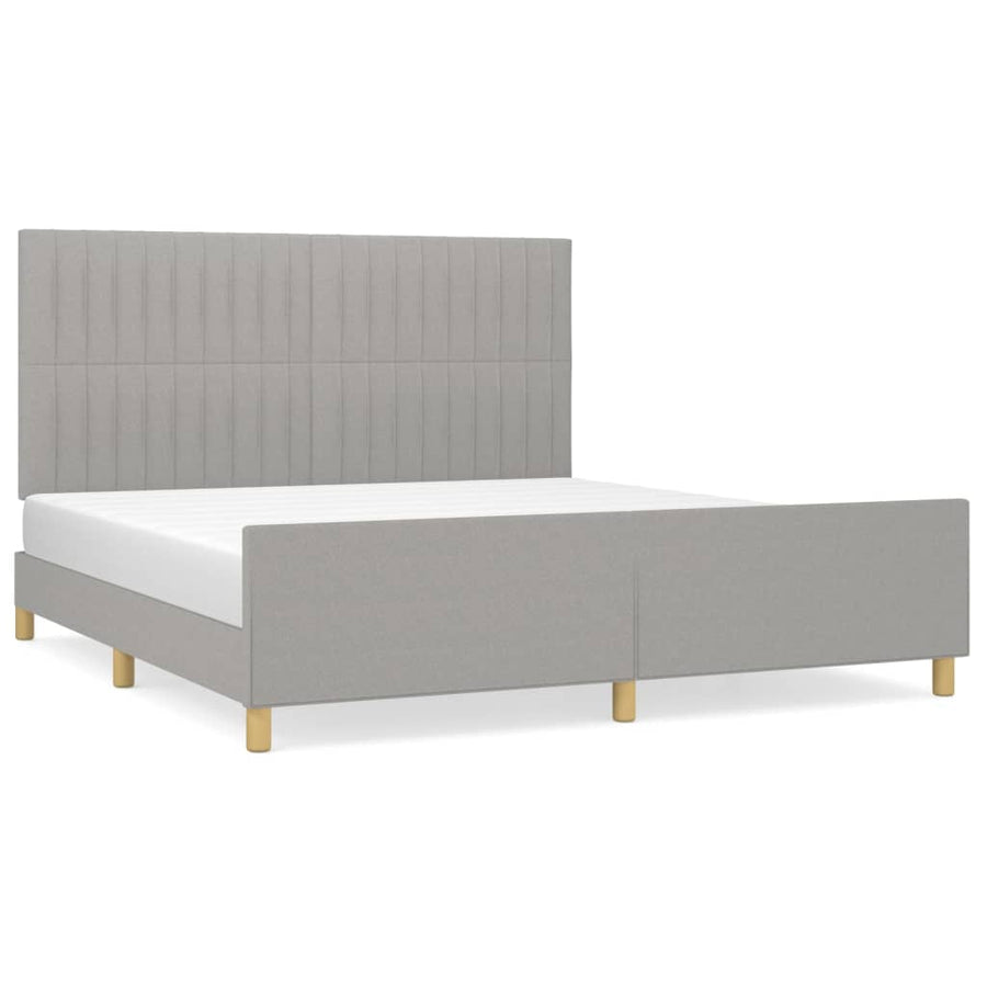 Bedframe met hoofdeinde stof lichtgrijs 160x200 cm 160 x 200 cm Verticale strepen