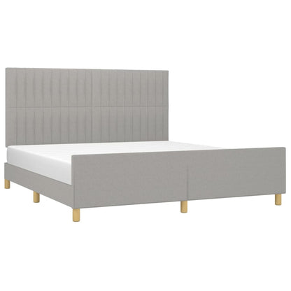 Bedframe met hoofdeinde stof lichtgrijs 160x200 cm 160 x 200 cm Verticale strepen