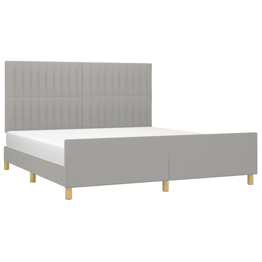 Bedframe met hoofdeinde stof lichtgrijs 160x200 cm 160 x 200 cm Verticale strepen