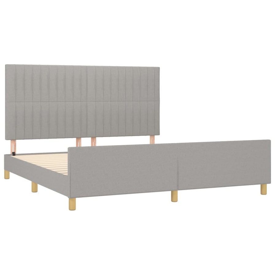 Bedframe met hoofdeinde stof lichtgrijs 160x200 cm 160 x 200 cm Verticale strepen