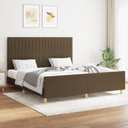 Bed frame without mattress fabric dark brown 160x200 cm