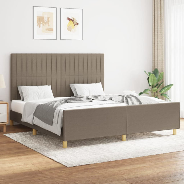 Bedframe Met Hoofdeinde Stof Taupe 160 x 200 cm Verticale strepen