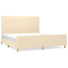Bedframe Met Hoofdeinde Stof Kleurig Crème 160 x 200 cm Verticale strepen