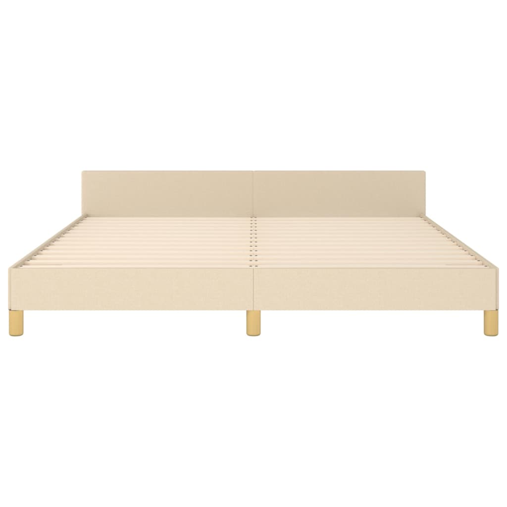 Bedframe Met Hoofdeinde Stof Kleurig Crème 160 x 200 cm Verticale strepen