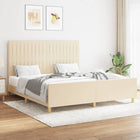 Bed frame without mattress fabric cream 160x200 cm