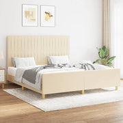 Bed frame without mattress fabric cream 160x200 cm