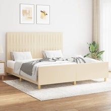 Bedframe Met Hoofdeinde Stof Kleurig Crème 160 x 200 cm Verticale strepen