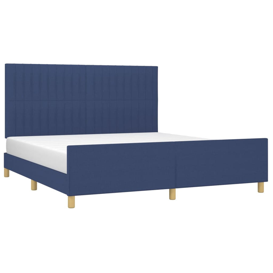 Bedframe Met Hoofdeinde Stof Blauw 160 x 200 cm Verticale strepen