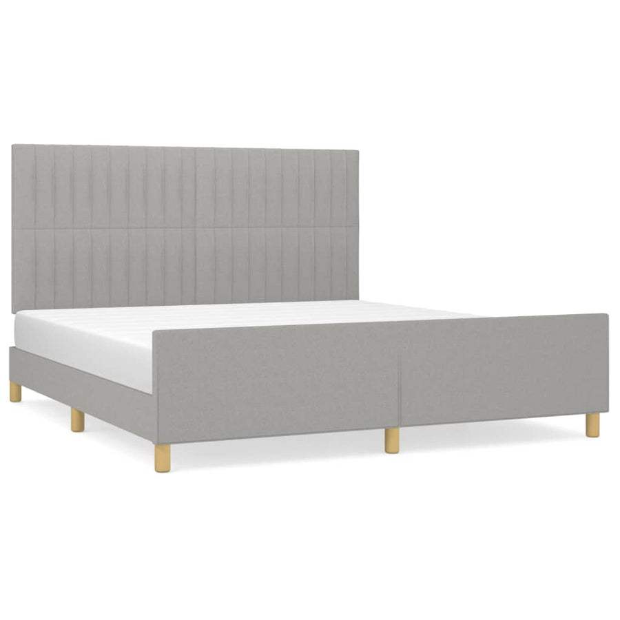 Bedframe met hoofdeinde stof lichtgrijs 180x200 cm 180 x 200 cm Lichtgrijs