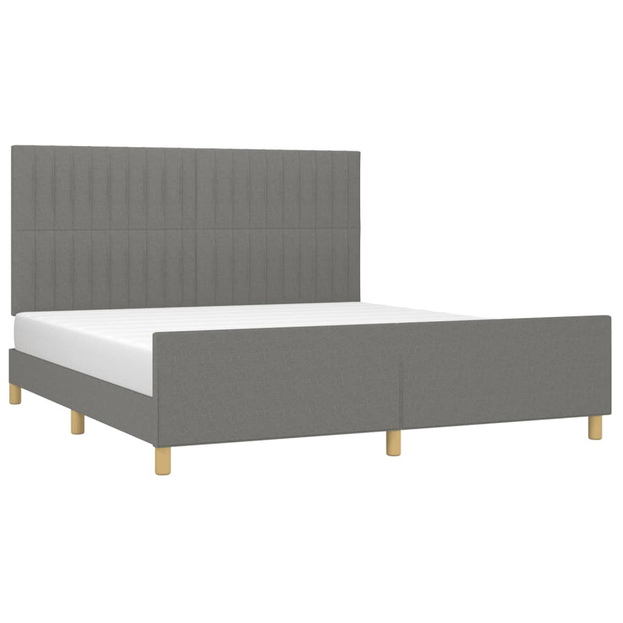 Bedframe Met Hoofdeinde Stof Donkergrijs 180 x 200 cm Verticale strepen