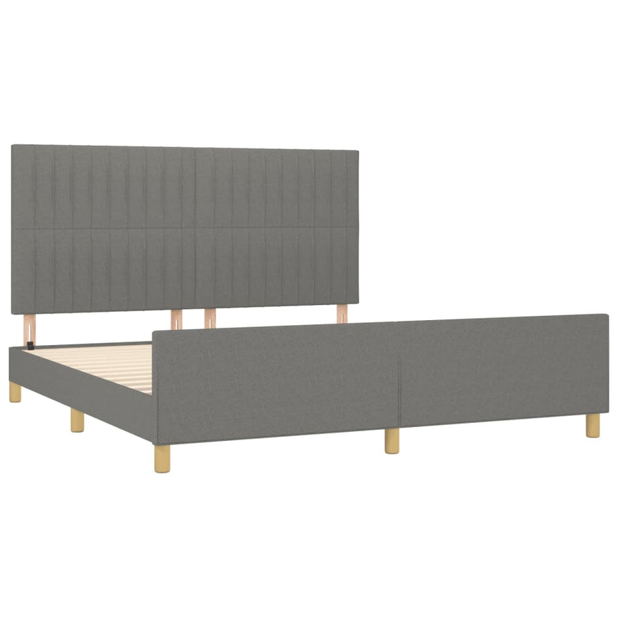 Bedframe Met Hoofdeinde Stof Donkergrijs 180 x 200 cm Verticale strepen