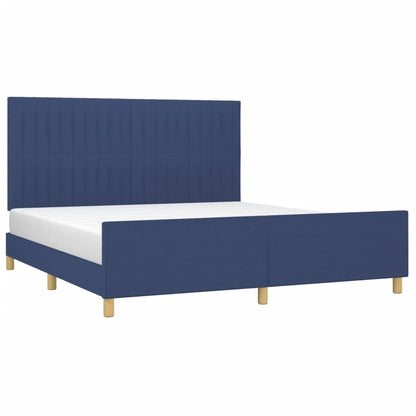 Bedframe Met Hoofdeinde Stof Blauw 180 x 200 cm Verticale strepen