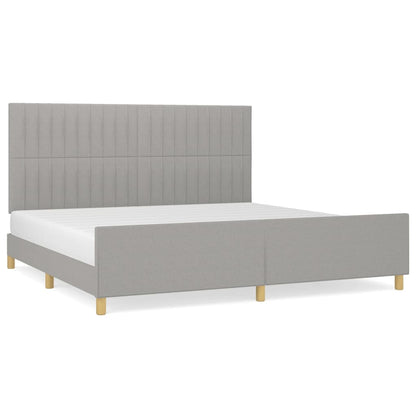 Bedframe Met Hoofdeinde Stof Lichtgrijs 200 x 200 cm Verticale strepen