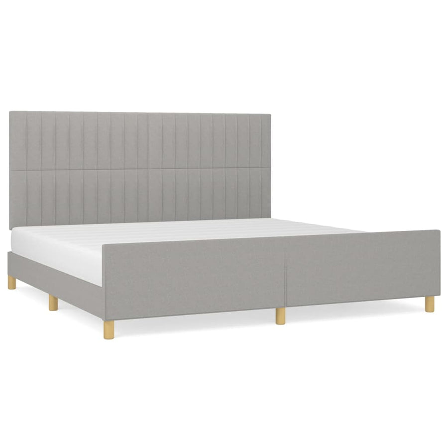 Bedframe Met Hoofdeinde Stof Lichtgrijs 200 x 200 cm Verticale strepen