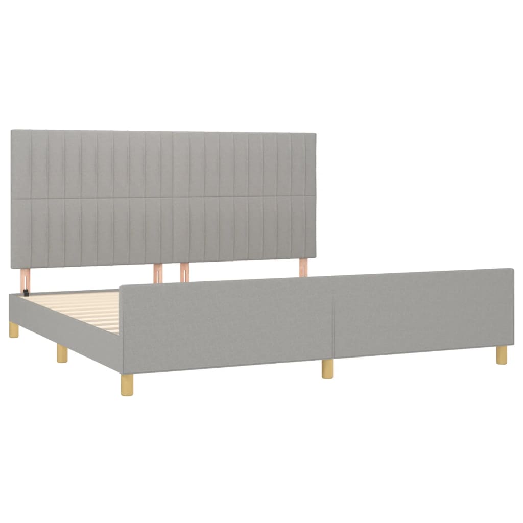 Bedframe Met Hoofdeinde Stof Lichtgrijs 200 x 200 cm Verticale strepen