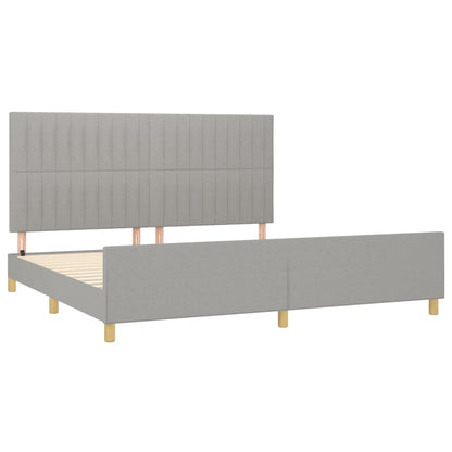 Bedframe Met Hoofdeinde Stof Lichtgrijs 200 x 200 cm Verticale strepen