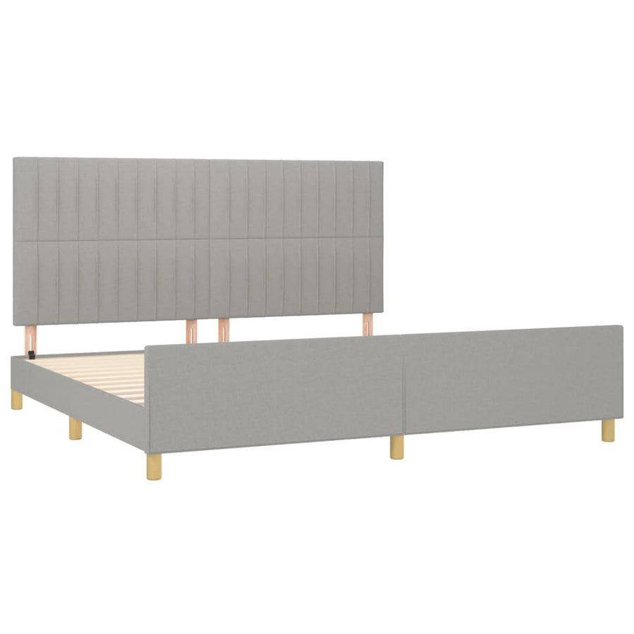 Bedframe Met Hoofdeinde Stof Lichtgrijs 200 x 200 cm Verticale strepen