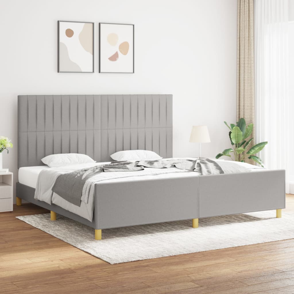 Bedframe Met Hoofdeinde Stof Lichtgrijs 200 x 200 cm Verticale strepen