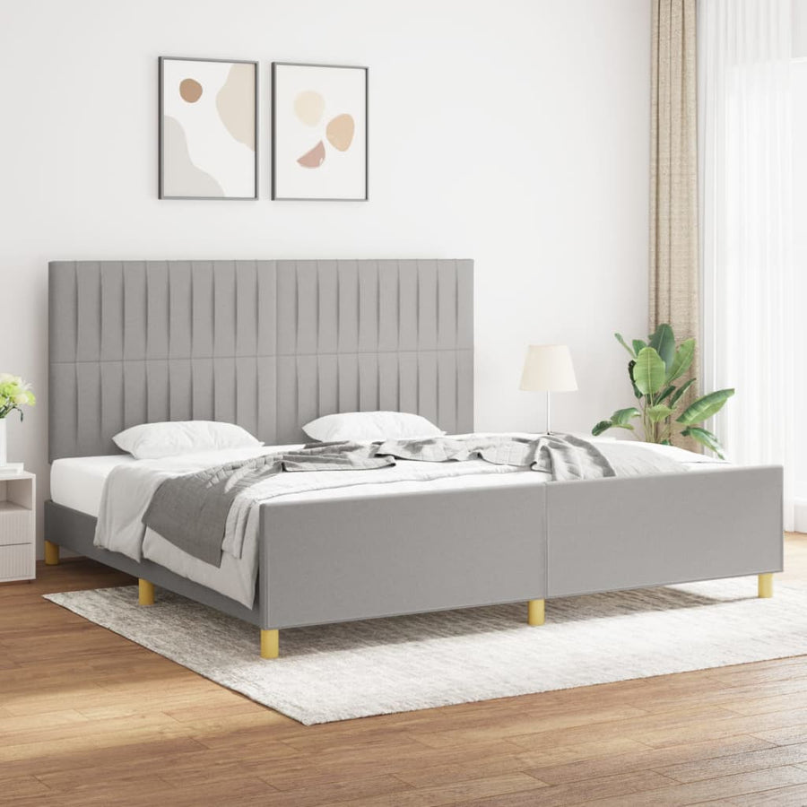 Bedframe Met Hoofdeinde Stof Lichtgrijs 200 x 200 cm Verticale strepen