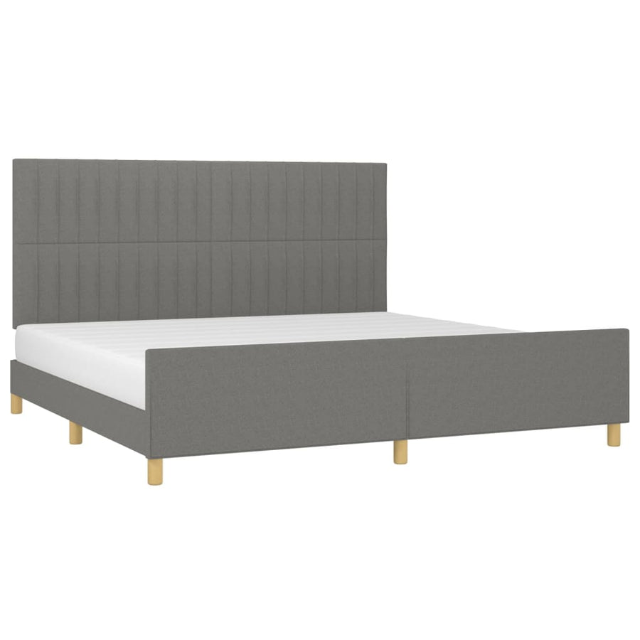 Bedframe Met Hoofdeinde Stof Donkergrijs 200 x 200 cm Verticale strepen
