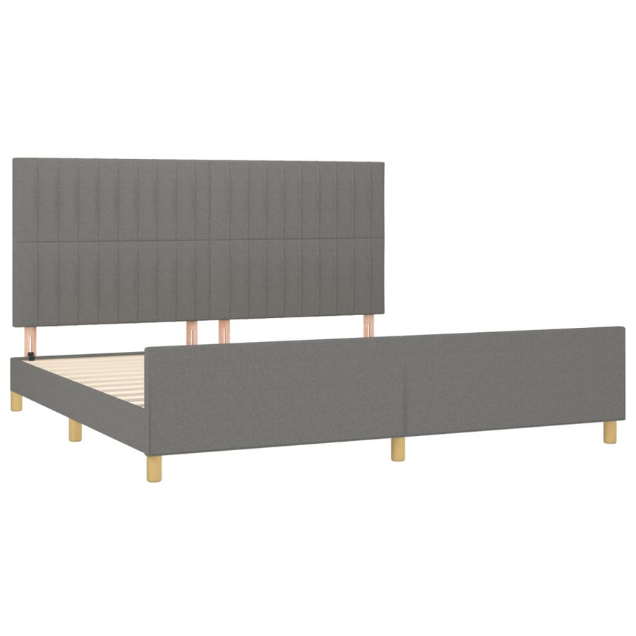 Bedframe Met Hoofdeinde Stof Donkergrijs 200 x 200 cm Verticale strepen