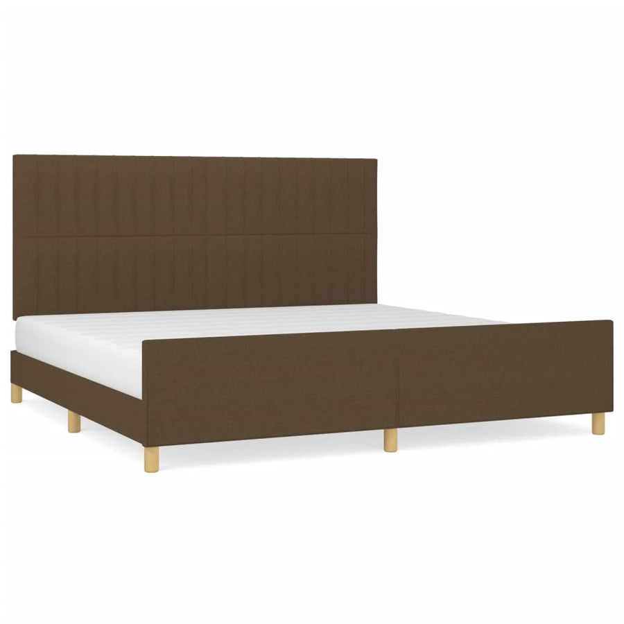 Bedframe Met Hoofdeinde Stof Donkerbruin 200 x 200 cm Verticale strepen