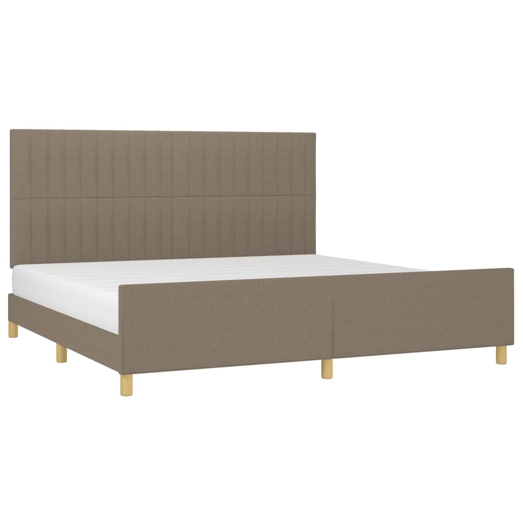 Bedframe met hoofdeinde stof taupe 200x200 cm 200 x 200 cm Verticale strepen